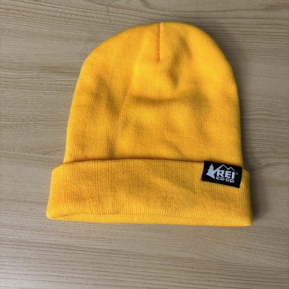REI‎ Co-op Hat Beanie Cuffed Yellow Knit Watch Cap Mens One Size Winter